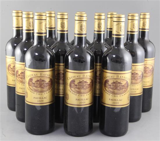 Twelve bottles Chateau Batailley Grand Cru Classe, 2009, Pauillac.